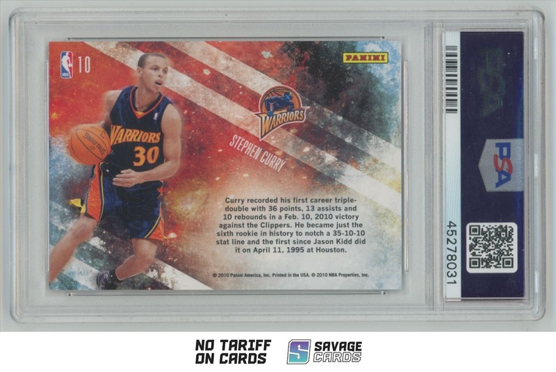 2009-10 Panini Absolute Star Gazing Retail Stephen Curry RC #10 PSA 9 view 2