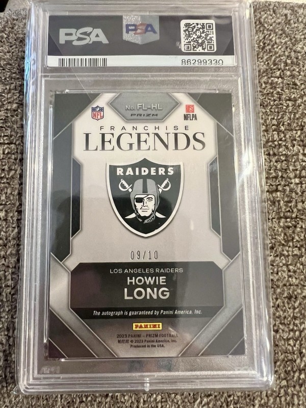 🔥Howie Long 2023 Prizm Gold Prizm Auto 09/10 Raiders PSA Gem Mint 10 POP 1 🔥 view 2