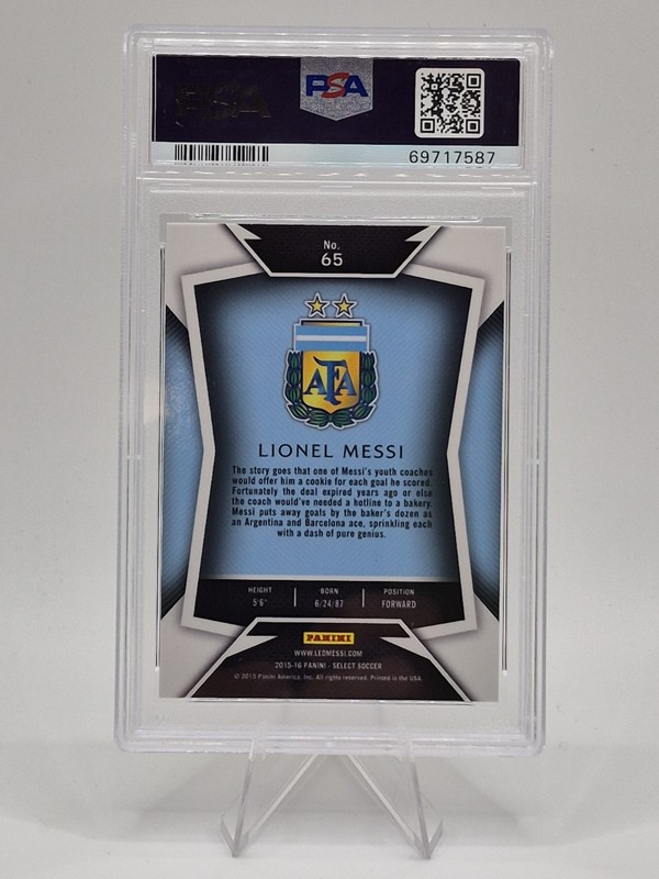 2015-16 Panini Select Lionel Messi #65 PSA 10 GEM MT view 2