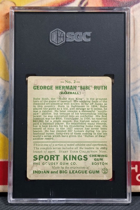 1933 Goudey Gum Sport Kings #2 BABE RUTH SGC 2 Baseball NEW YORK YANKEES HOF view 2