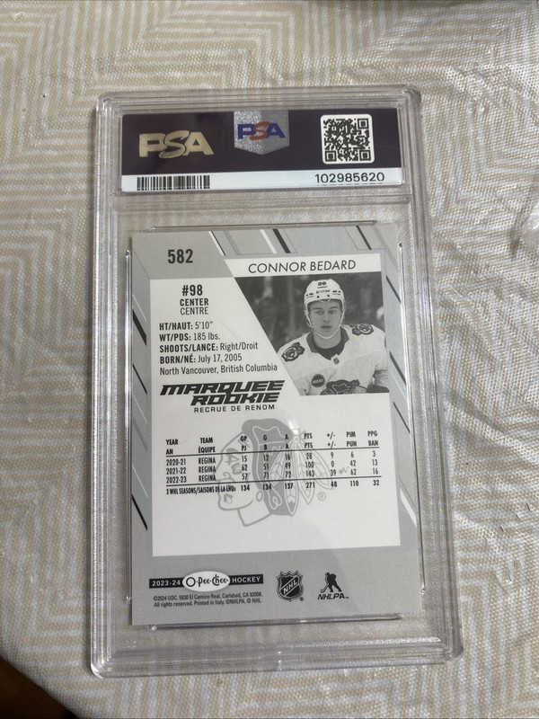 2023/24 O Pee Chee Connor Bedard Rookie # PSA 8 view 2