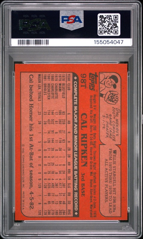 1982 Topps Traded 98T Cal Ripken Jr PSA 4 155054047 view 2
