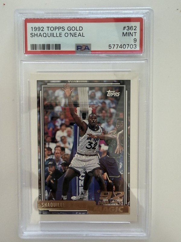 PSA 9 MINT SHAQUILLE ONEAL 1992 TOPPS GOLD RC #362 ORLANDO MAGIC ROOKIE