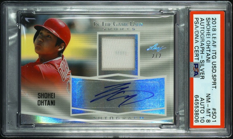 Shohei Ohtani 2018 Leaf Sport Silver /2 Rookie Jersey Autograph PSA 8 Auto 10💥