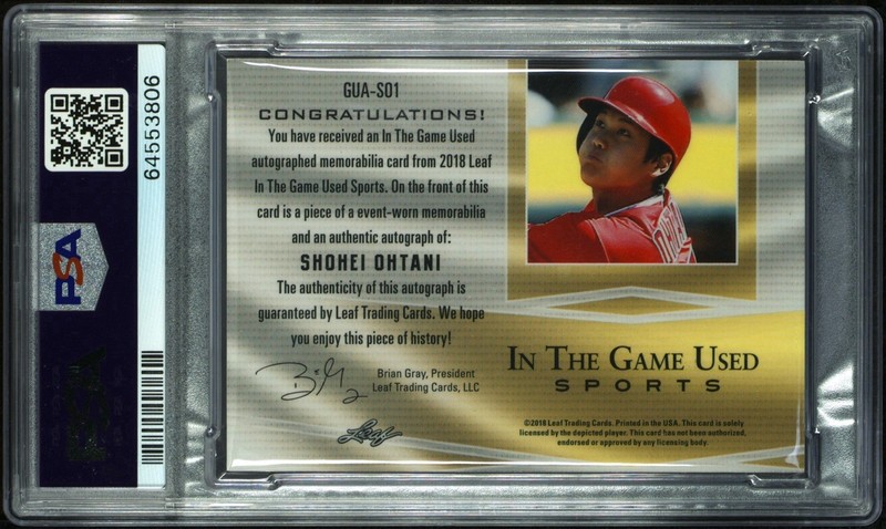 Shohei Ohtani 2018 Leaf Sport Silver /2 Rookie Jersey Autograph PSA 8 Auto 10💥 view 2