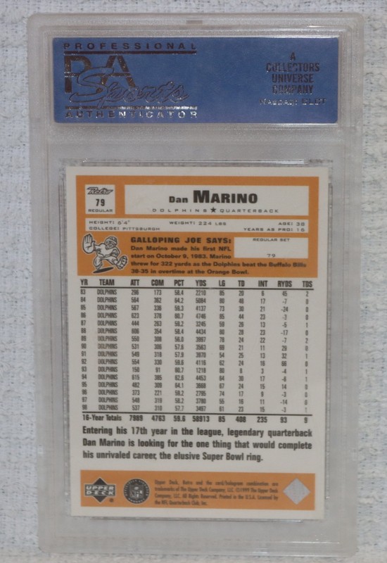1999 Upper Deck Retro DAN MARINO PSA Gem Mint 10 Miami Dolphins #79 Low Pop 10 view 2