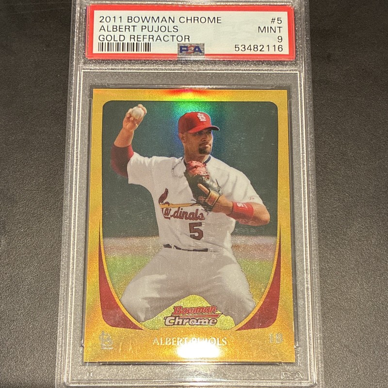 2011 Bowman Chrome Albert Pujols True Gold Refractor #5 11/50 PSA 9 Cardinals