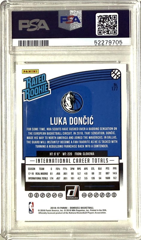2018-19 Donruss #177 Luka Doncic Rookie PSA GEM MINT 10 view 2