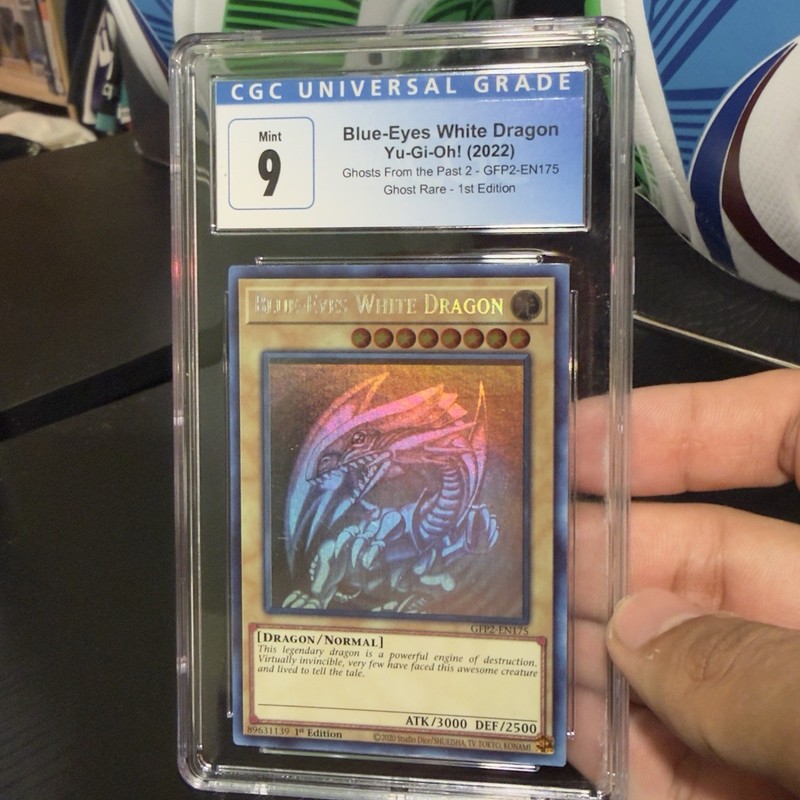 Yu-Gi-Oh Blue-Eyes White Dragon Ghost Rare 1st Edition CGC 9 Mint GFP2-EN175