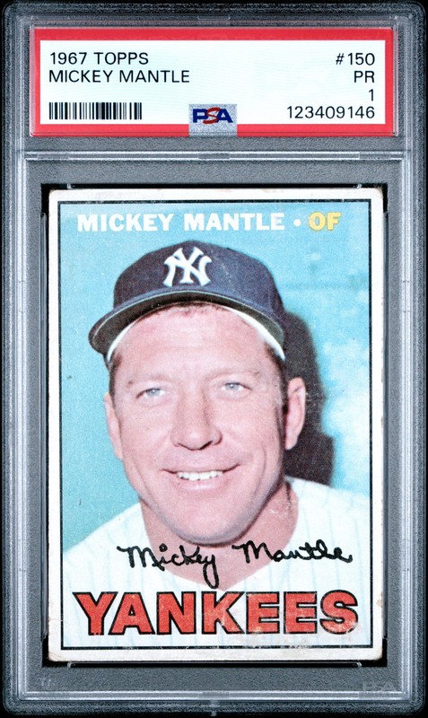 1967 Topps #150 Mickey Mantle PSA 1