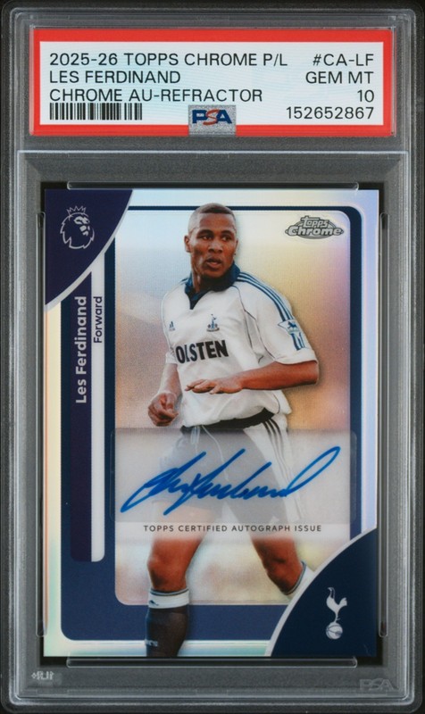 2025-26 Topps Chrome Premier League LES FERDINAND AUTO REFRACTOR PSA 10 (AU)