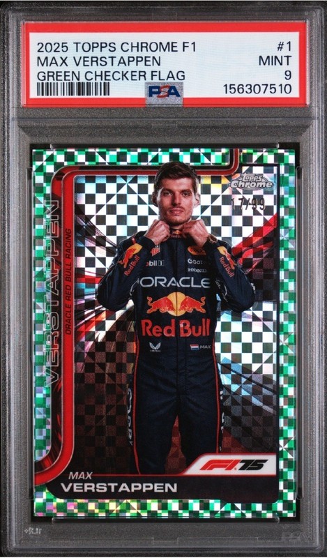PSA 9 2025 Topps Chrome F1 Max Verstappen Portrait Green Checker /99 #1