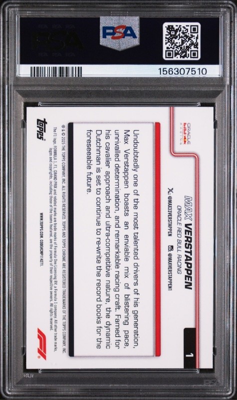 PSA 9 2025 Topps Chrome F1 Max Verstappen Portrait Green Checker /99 #1 view 2