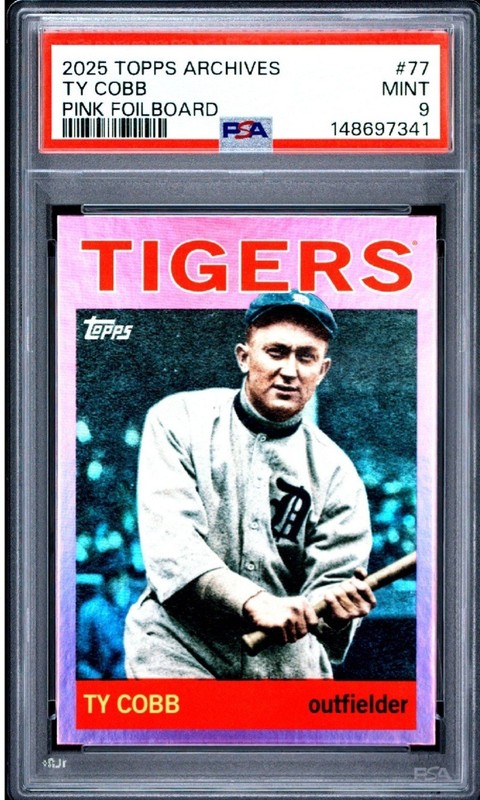 2025 Topps Archives Pink Foilboard  Ty Cobb (#77)  Detroit Tigers HOF PSA 9 MINT