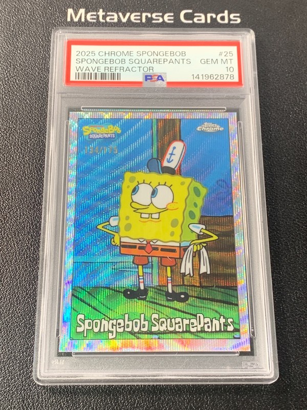 2025 Topps Chrome SpongeBob Spongebob SquarePants Wave Refractor /175 PSA10