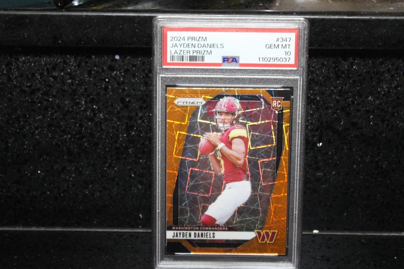 2024 PANINI PRIZM LAZER PRIZM #347 JAYDEN DANIELS ROOKIE RC PSA 10 COMMANDERS