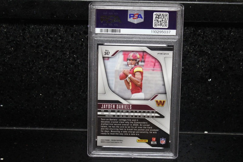 2024 PANINI PRIZM LAZER PRIZM #347 JAYDEN DANIELS ROOKIE RC PSA 10 COMMANDERS view 2