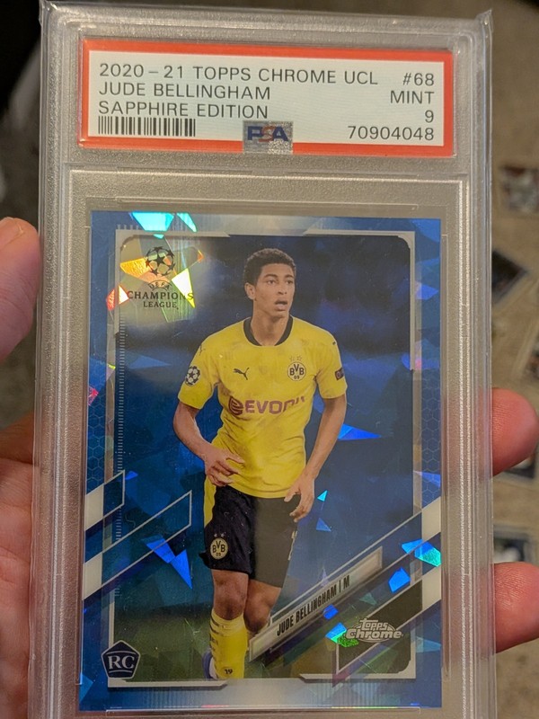 JUDE BELLINGHAM Rookie 2020-21 Topps Chrome Sapphire RC #68 PSA 9 England Real M