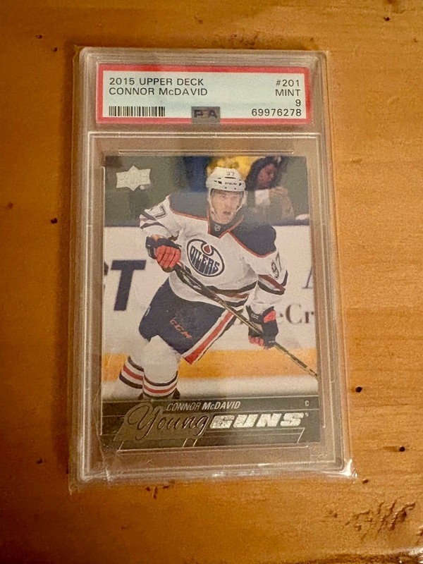 2015-16 Upper Deck Connor McDavid #201 Young Guns Rookie RC PSA 9 Mint Oilers