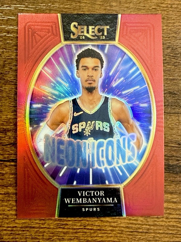 2024-25 Panini Select Neon Icons Victor Wembanyama Red Prizm No.23