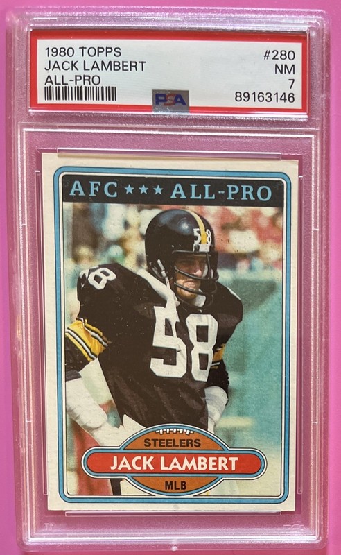 1980 Topps Jack Lambert Vintage Football Card #280 Pittsburgh Steelers  PSA 7