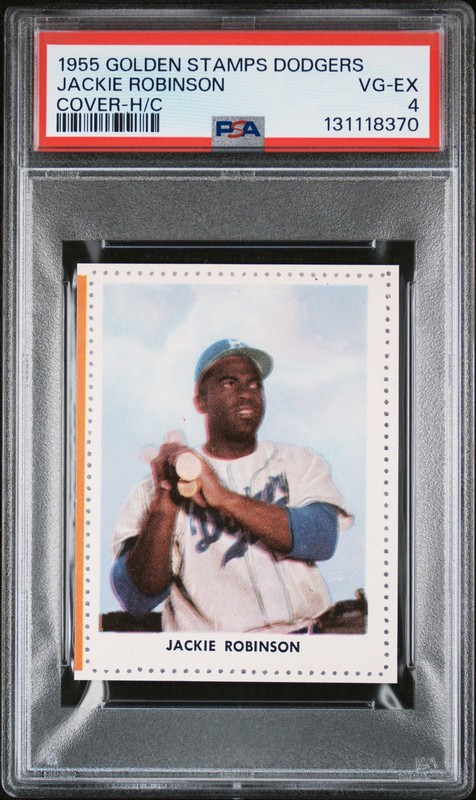 131118370 Jackie Robinson 1955 Dodgers Golden Stamps Cover PSA 4