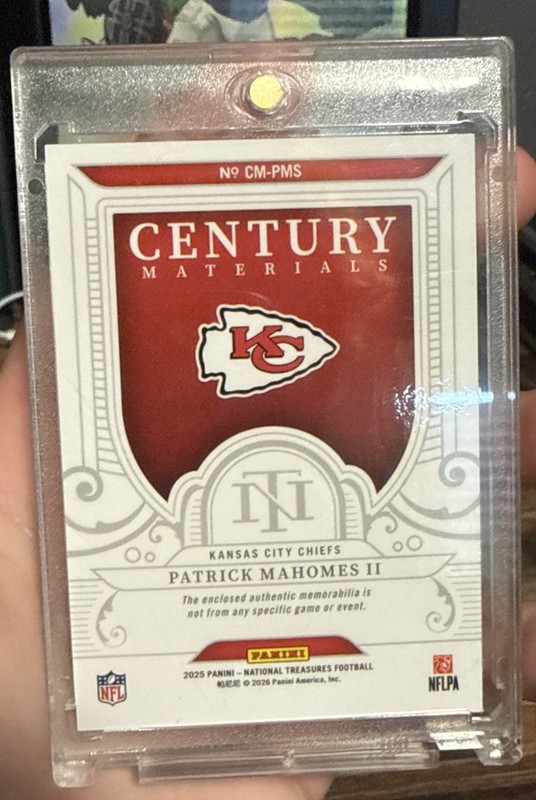 2025 National Treasures Patrick Mahomes Century 3 Color Patch /99 view 2
