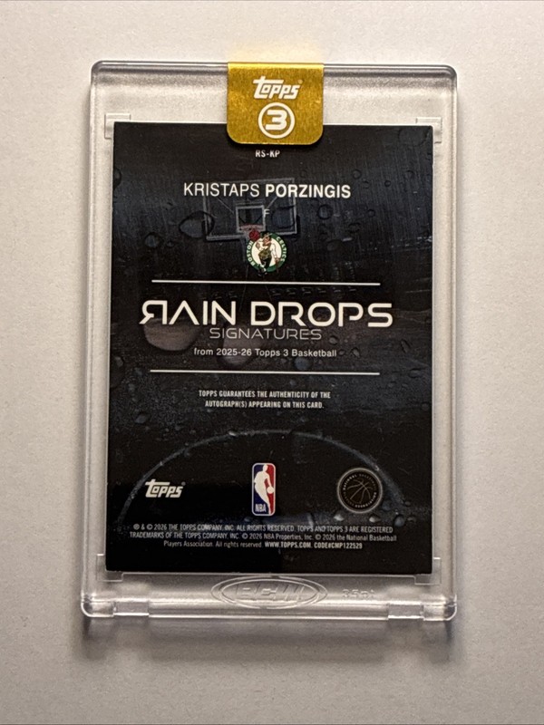 Kristaps Porzingis Rain Drops Topps 3 Auto 1/1 view 2