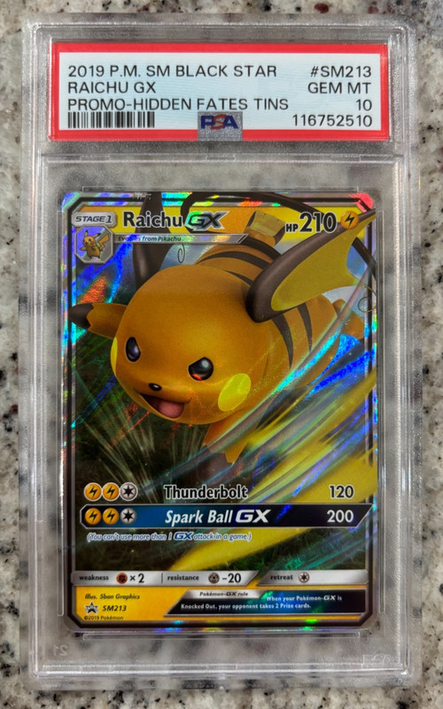 2019 Pokemon Hidden Fates Raichu Promo #SM213 PSA 10 Super Rare Low Pop