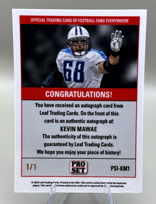 ‼️2024 Leaf Kevin Mawae Auto #1/1 One of One LSU Jets Titans Insc. HOF 2019 view 2