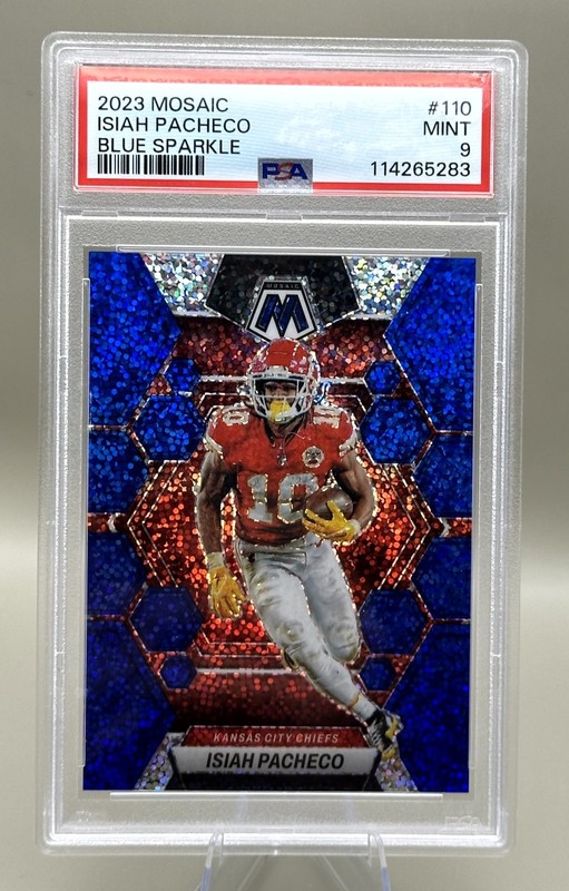 ‼️2023 Panini Mosaic Isiah Pacheco #38/96 PSA 9 Kansas City Chiefs
