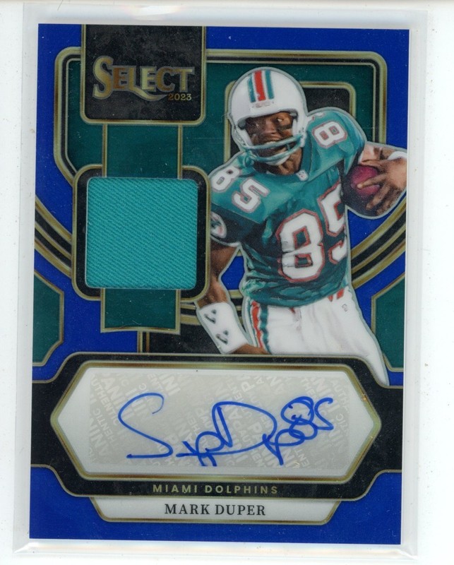 2023 Panini Select Mark Duper Blue Prizm Jersey Patch Auto /75 Dolphins SP
