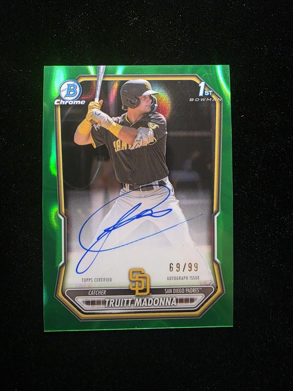 Truitt Madonna 2026 Bowman Chrome Auto Green Lava Bowman Refractor /99 Padres view 1