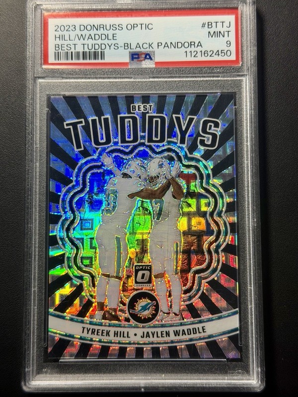 Tyreek Hill Jaylen Waddle 2023 Optic Best Tuddys Black Pandora /25 PSA 9 Mint 🐬