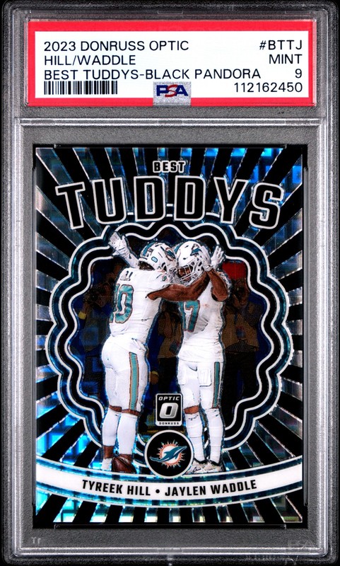 Tyreek Hill Jaylen Waddle 2023 Optic Best Tuddys Black Pandora /25 PSA 9 Mint 🐬 view 2