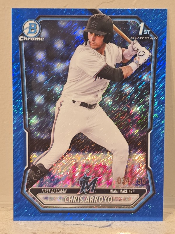 2026 Bowman Chrome Chris Arroyo 1st Blue Shimmer 034/150 Marlins