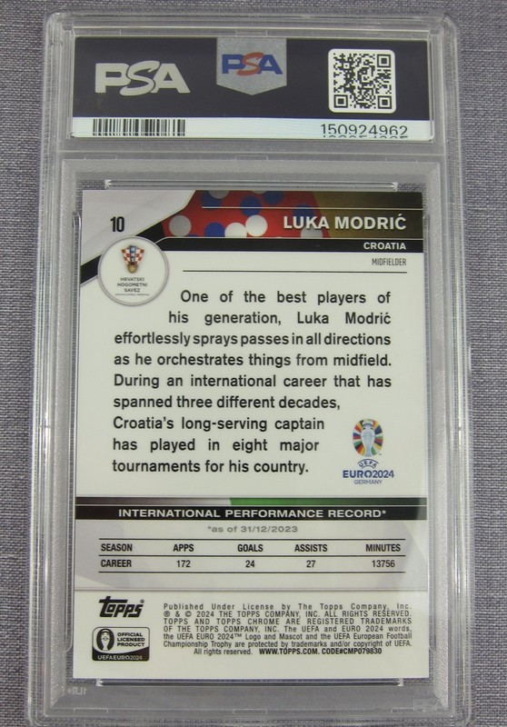 2024 Topps Chrome UEFA EURO Luka Modric Hero Variation PSA 10 view 2