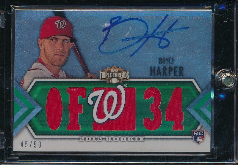 2012 Topps Triple Threads Bryce Harper RC Rookie Game Used Patch Auto /50