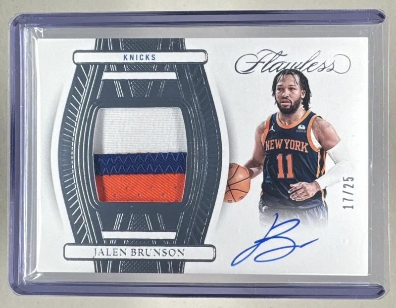 Jalen Brunson 2023 Panini Flawless GU 3 Color Patch Auto 17/25