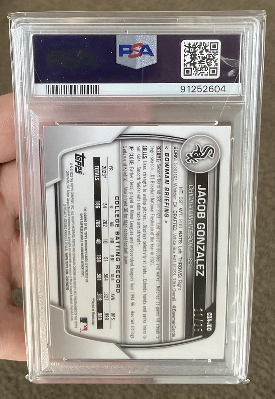 2023 Bowman Chrome JACOB GONZALEZ True Orange Refractor Auto RC /25 PSA 10 view 2