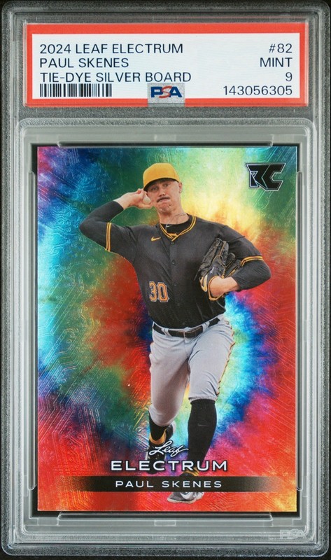 /75 Paul Skenes Tie-Dye Silver Board PSA 9 2024 Leaf Electrum - #82 Rookie SP