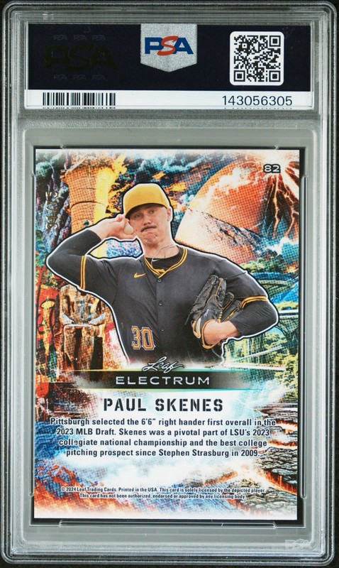 /75 Paul Skenes Tie-Dye Silver Board PSA 9 2024 Leaf Electrum - #82 Rookie SP view 2