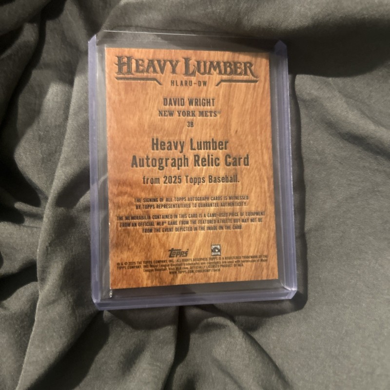 2025 Topps Series 1 Heavy Lumber Game-Used Bat Relic Auto David Wright #HLARU-DW view 2