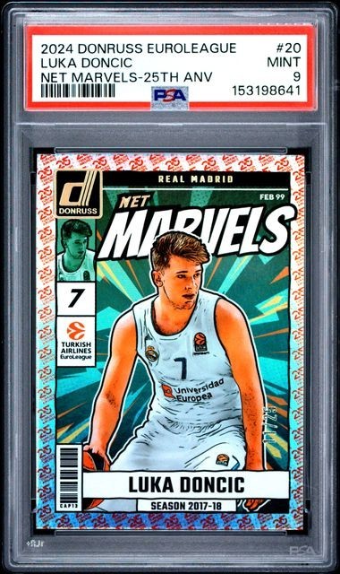 LUKA DONCIC 2024-25 Donruss EuroLeague Net Marvels 25th Anniversary /25 PSA 9