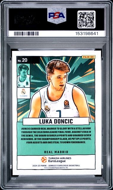 LUKA DONCIC 2024-25 Donruss EuroLeague Net Marvels 25th Anniversary /25 PSA 9 view 2