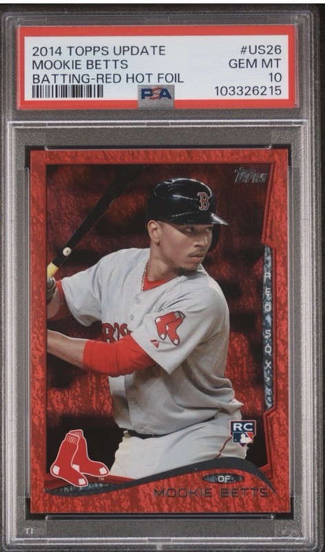 2014 TOPPS UPDATE BATTING-RED HOT FOIL MOOKIE BETTS PSA 10