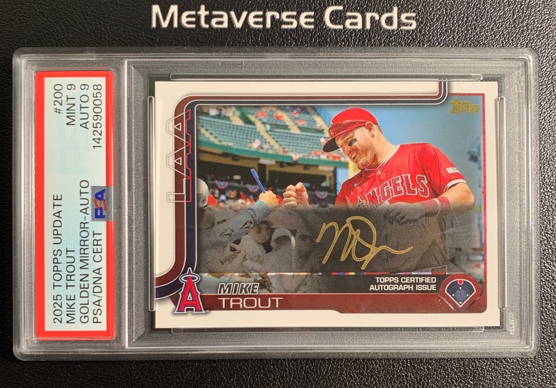 2025 Topps Update Mike Trout Golden Mirror Auto SSP PSA 9 Auto 9