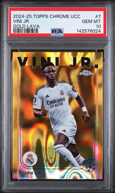 2024-25 Topps Chrome UEFA UCC Vini Jr #7 Gold Lava #/50 PSA 10 GEM MINT 💎 POP 2