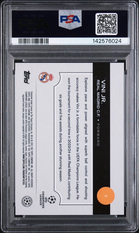2024-25 Topps Chrome UEFA UCC Vini Jr #7 Gold Lava #/50 PSA 10 GEM MINT 💎 POP 2 view 2