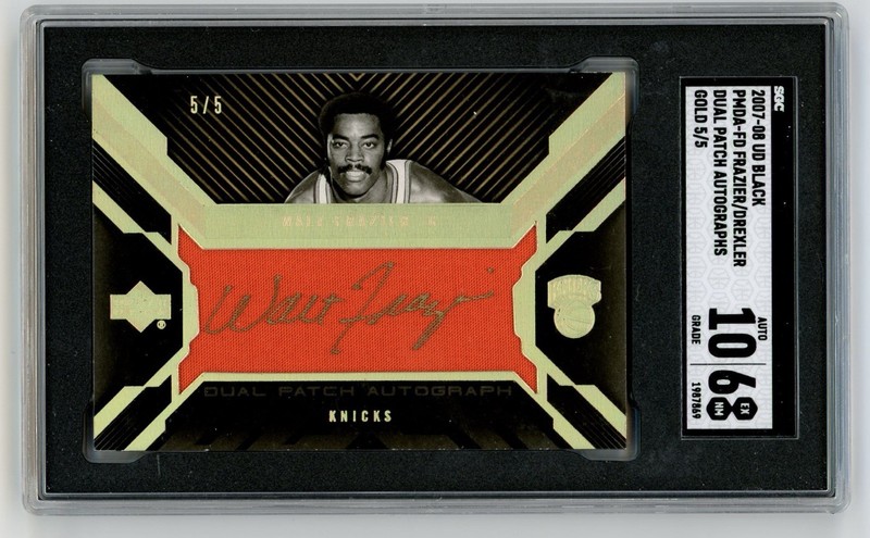 2007 UD Black Walt Frazier Clyde Drexler Dual Game Used Jersey Auto Gold 5/5 SGC